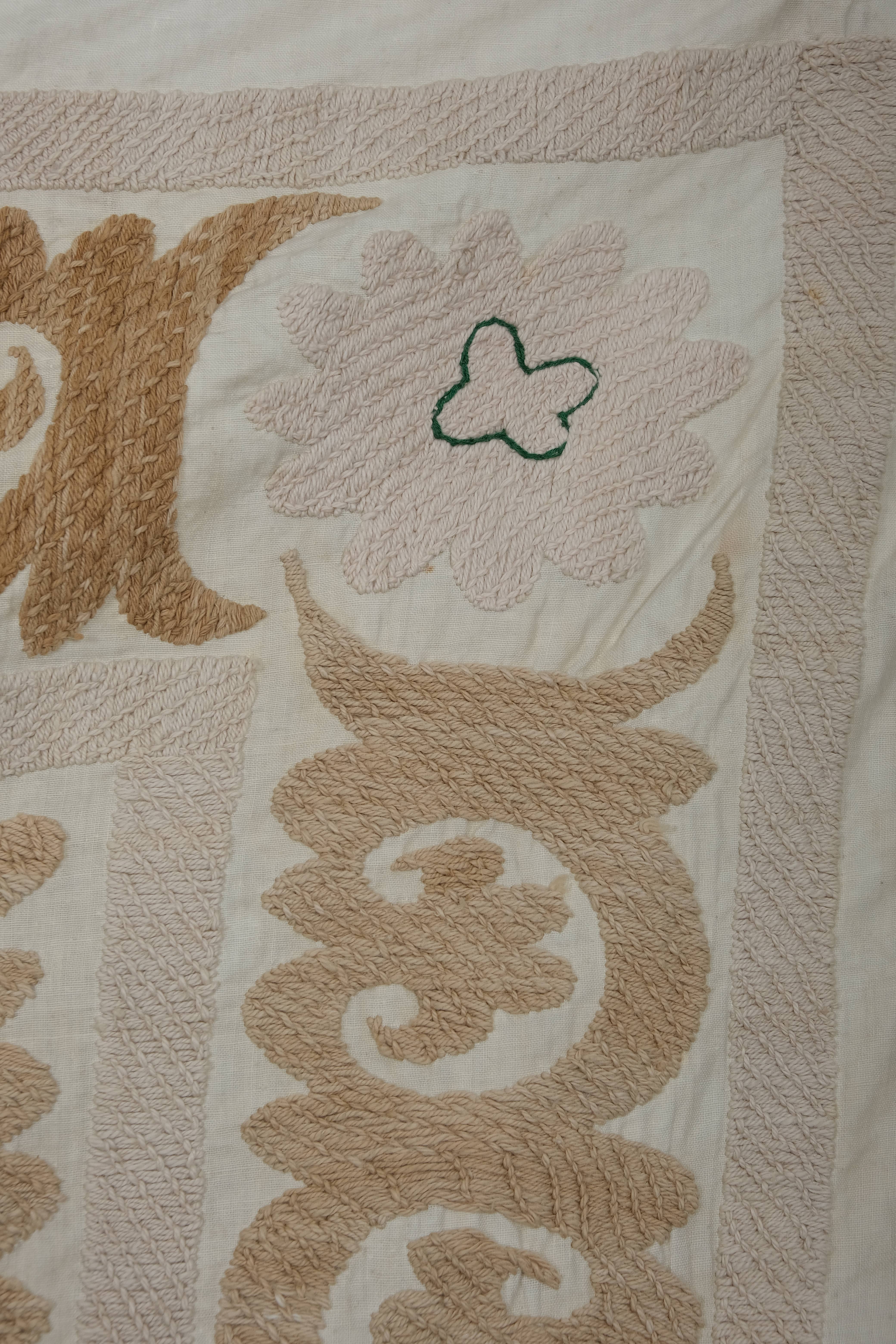 Hand-Embroidered Suzani Wall Hanging & Tablecloth 4'3'' x 4'6''
