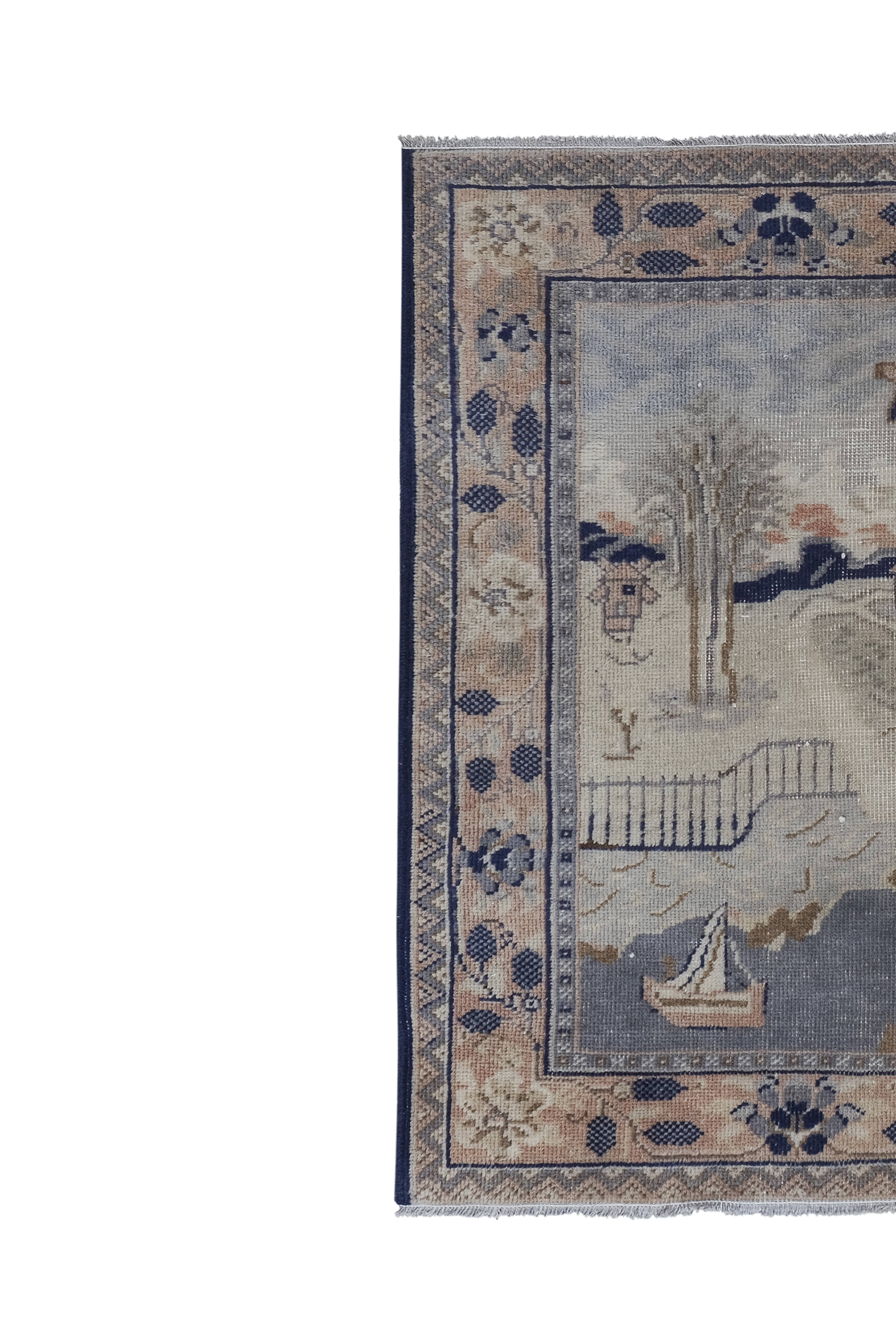 Hand-Embroidered Vintage Textile 43'' x 57''