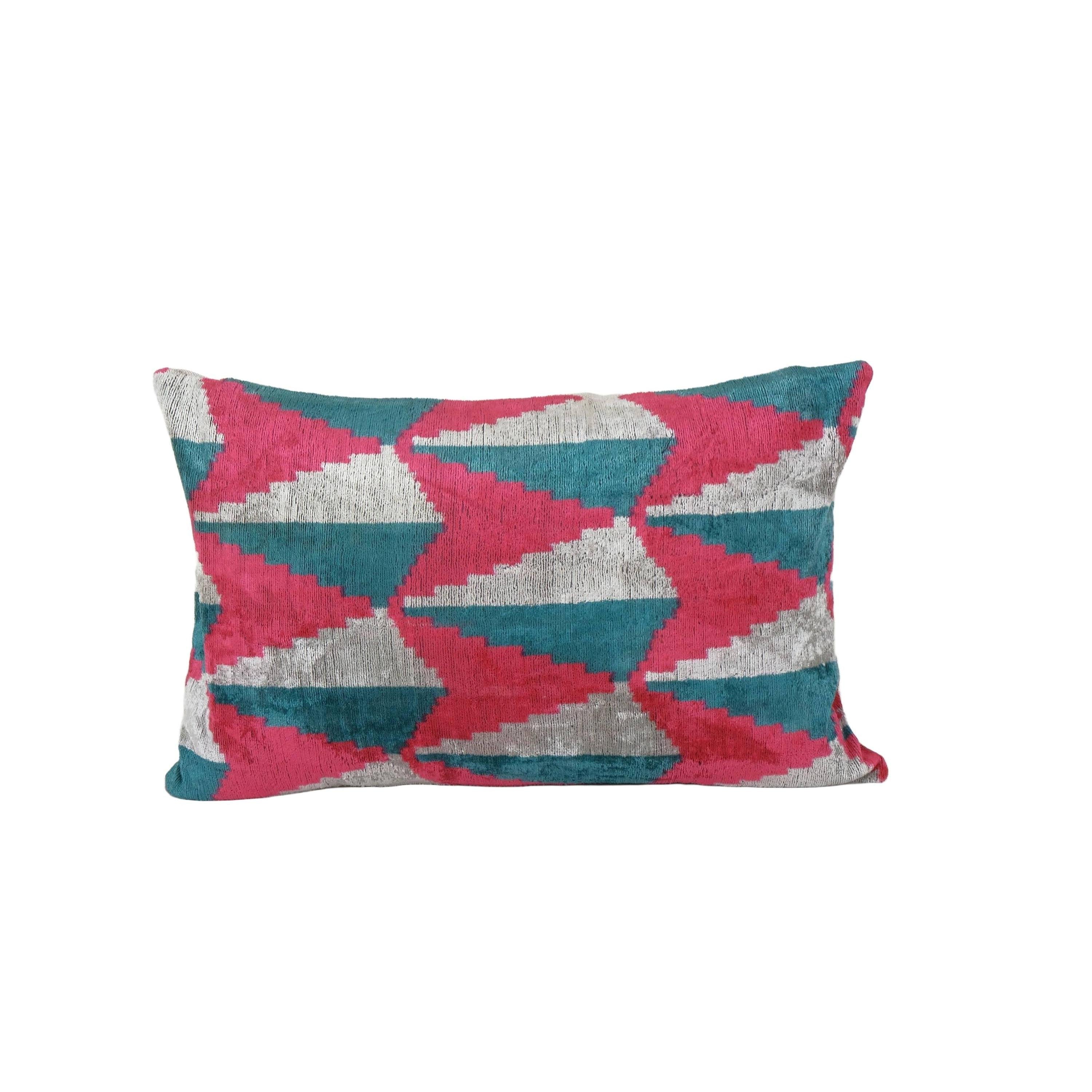 Silk Ikat Velvet Pillow Cover | 16'' x 24''