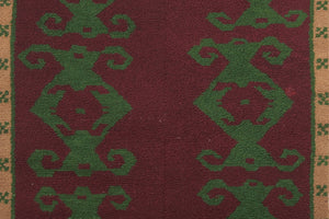 Vintage Checkered Turkish Tulu Rug 4' x 5'1''