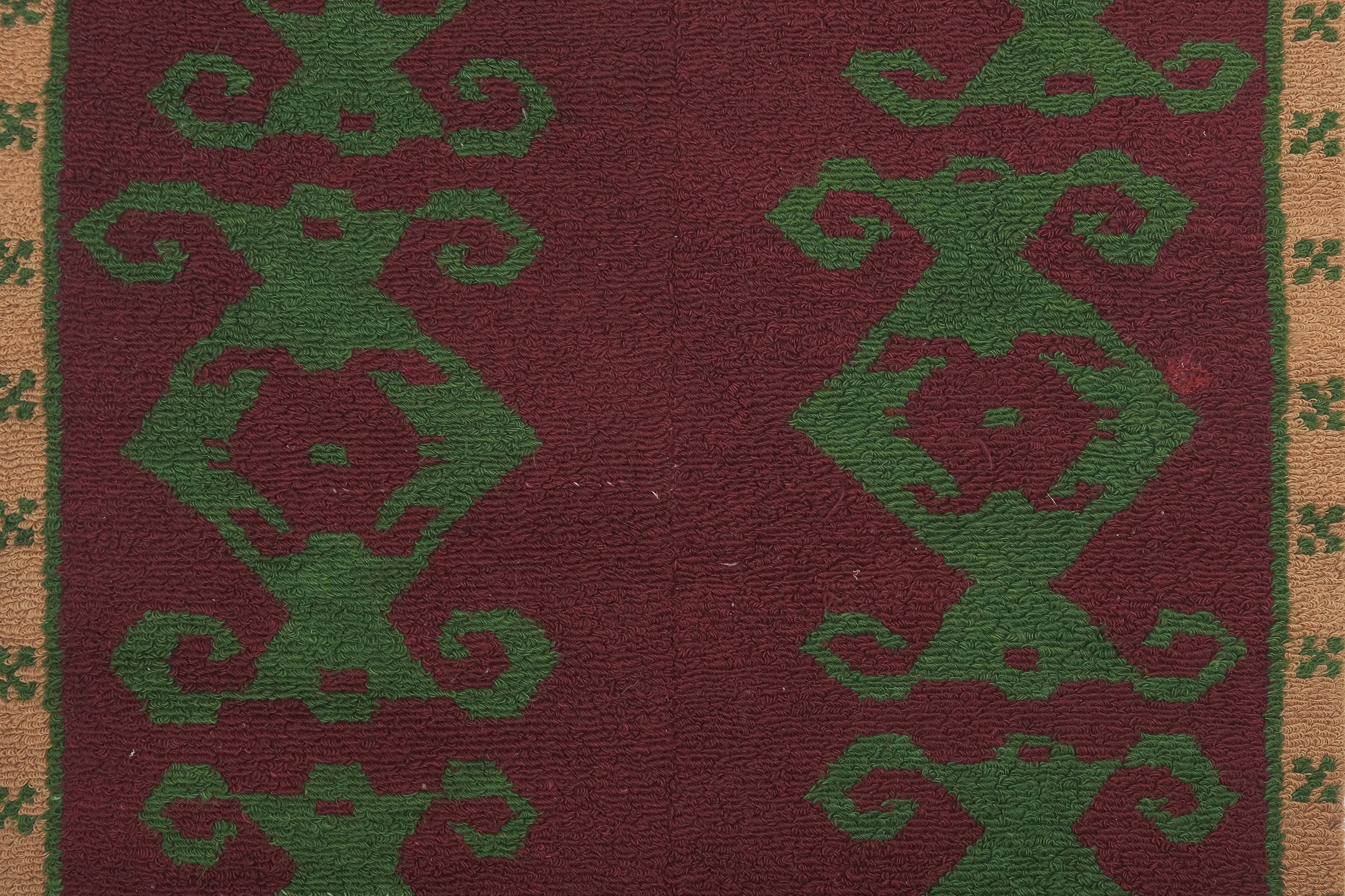 Vintage Checkered Turkish Tulu Rug 4' x 5'1''