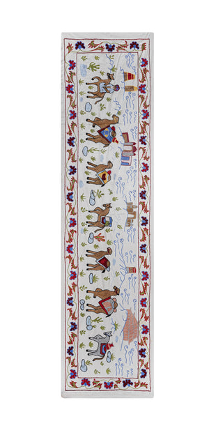 Hand-Embroidered Suzani Table Runner 1'8'' x 6'3''