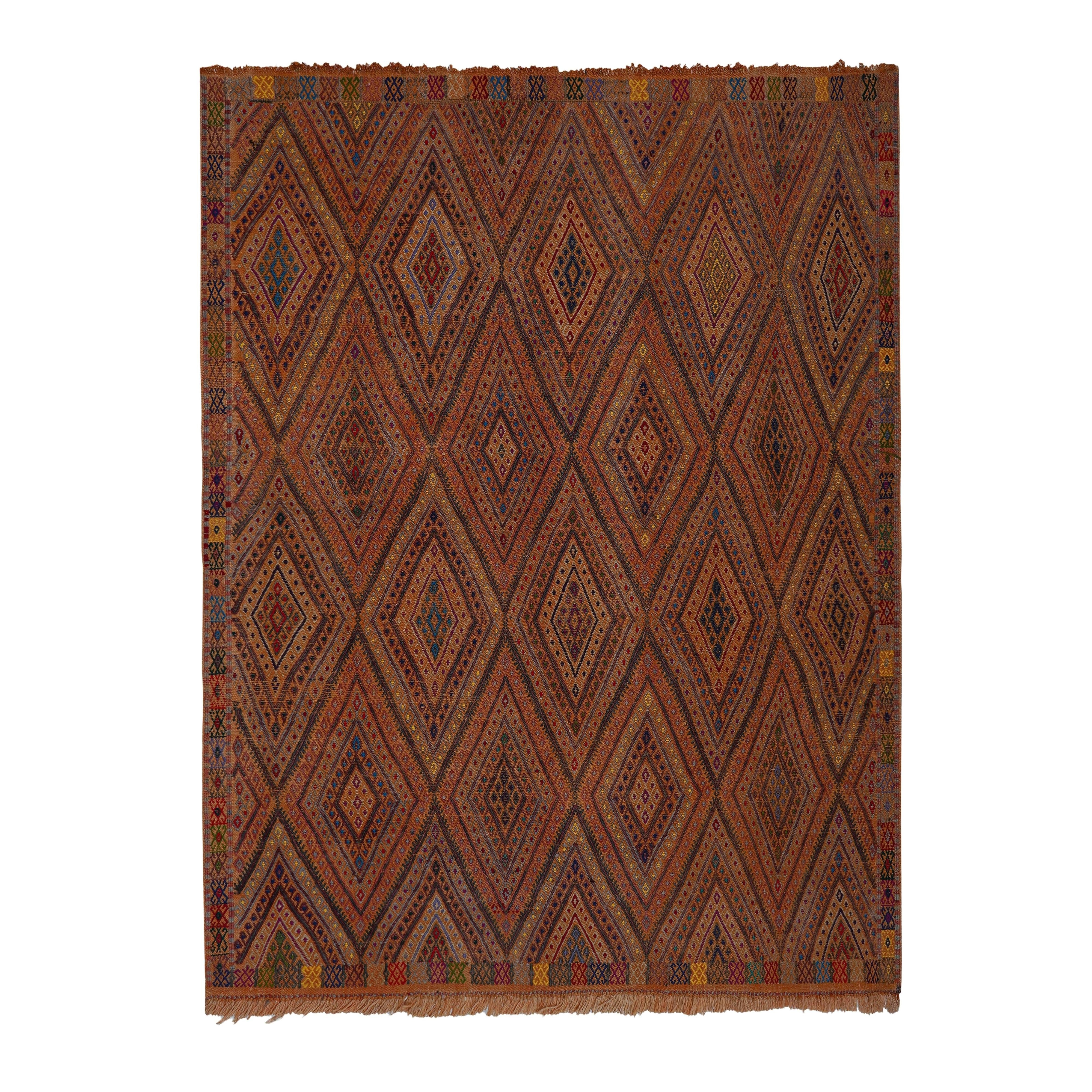 Vintage Turkish Kilim Rug 5'4'' x 7'7''