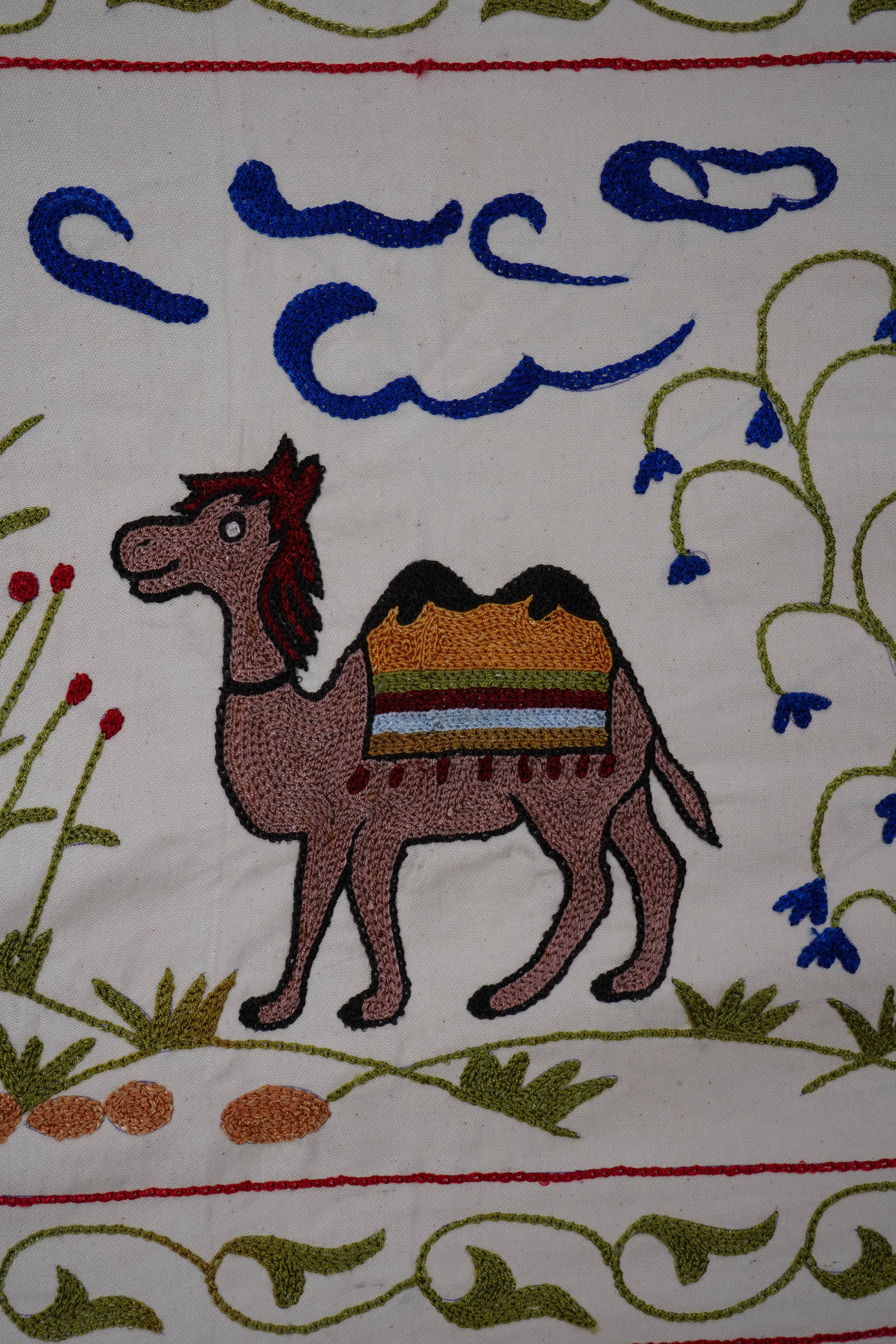 Camel Silk Suzani Wall Hanging & Bedspread 1'8'' x 6'3''