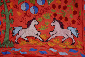Peacock Silk Suzani Wall Hanging & Bedspread | 3'4'' x 6'1''