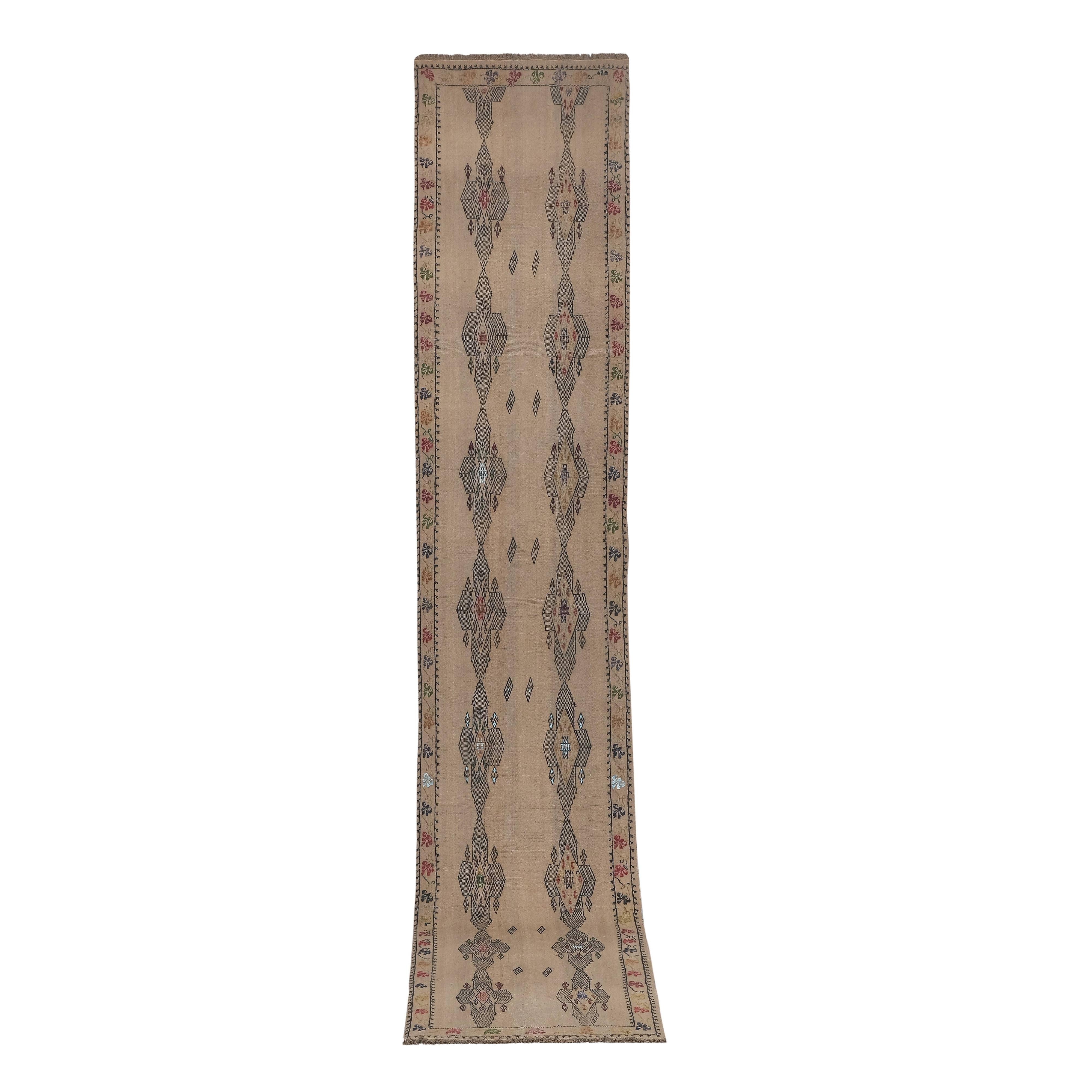 Vintage Turkish Kilim Runner 2'7'' x 13'4''
