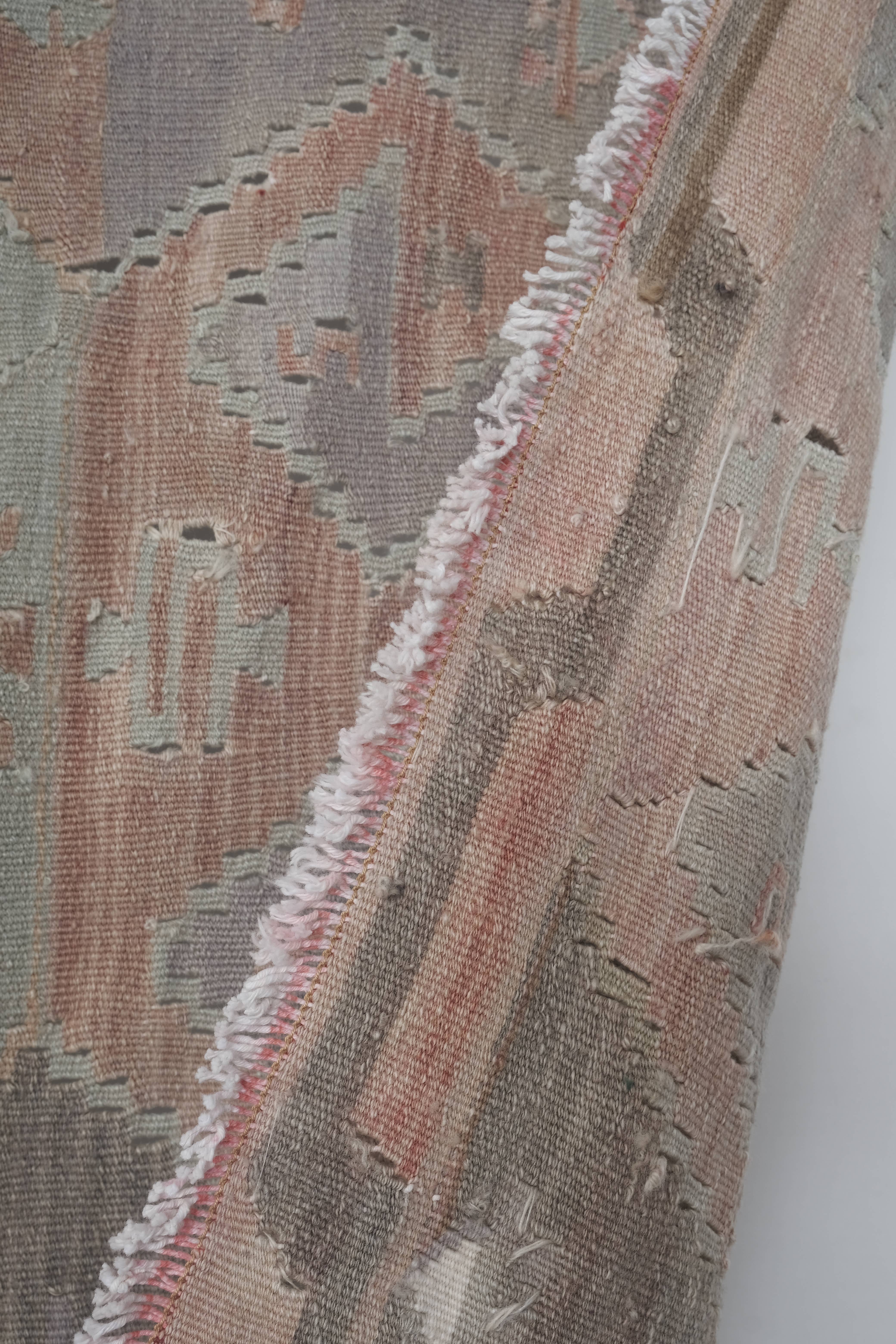 Vintage Turkish Kilim Runner 4'8'' x 13'9''