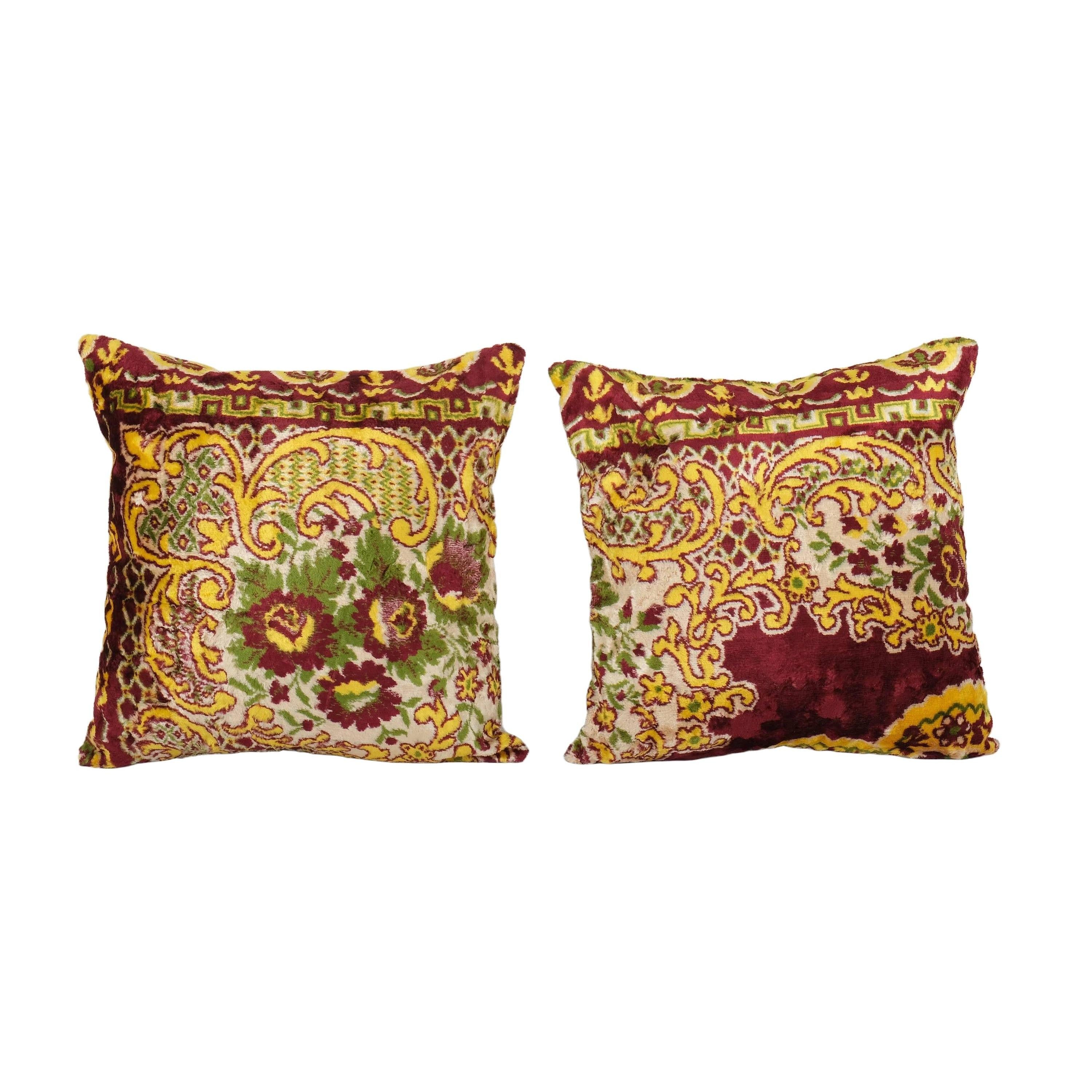 Silk Ikat Velvet Pillow Cover Set of 2 | 20'' x 20''