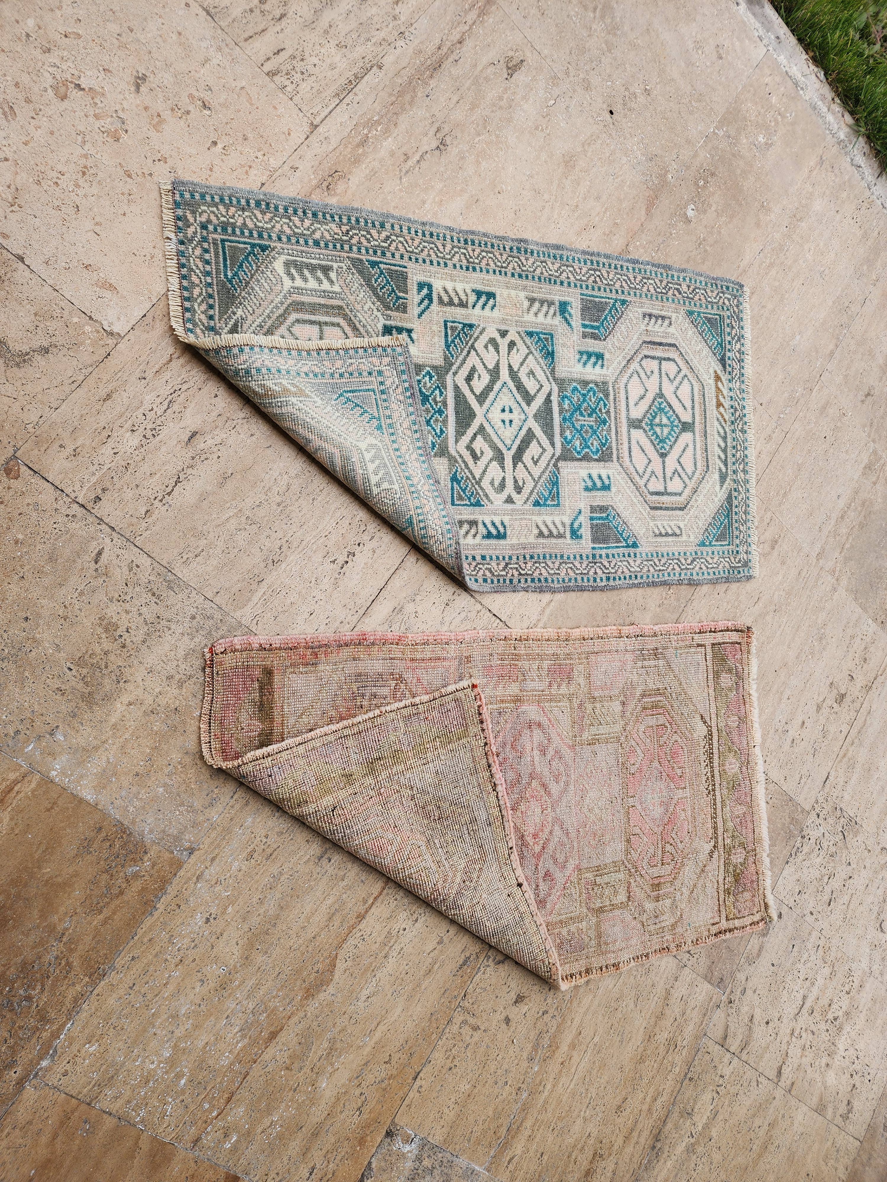 Vintage Turkish Yastik Rugs Set of 2 | 22'' x 36''