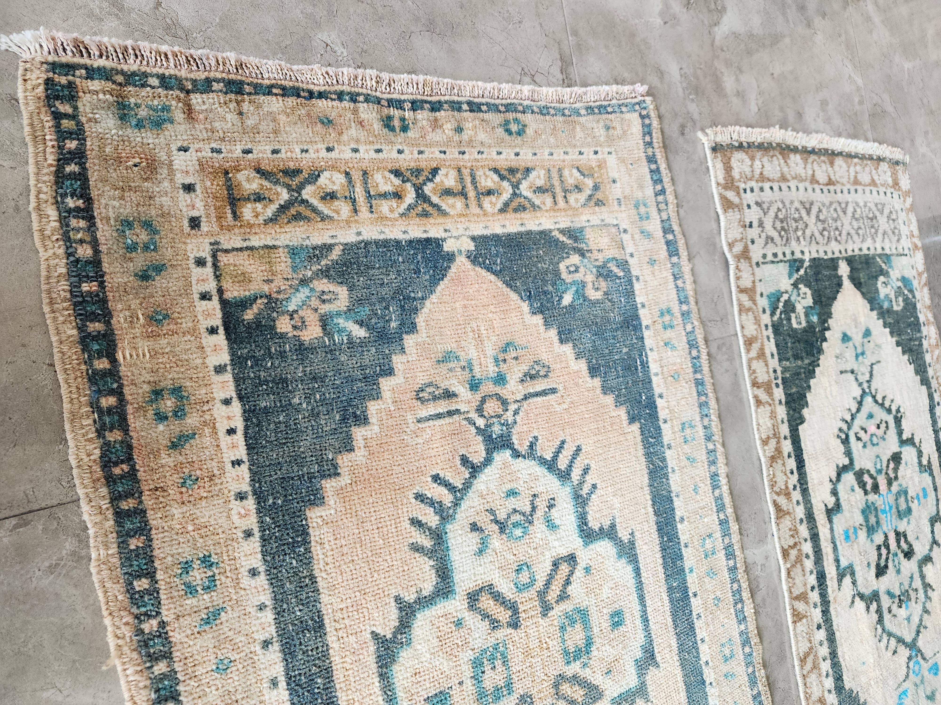Vintage Turkish Yastik Rugs Set of 2 | 20'' x 38''