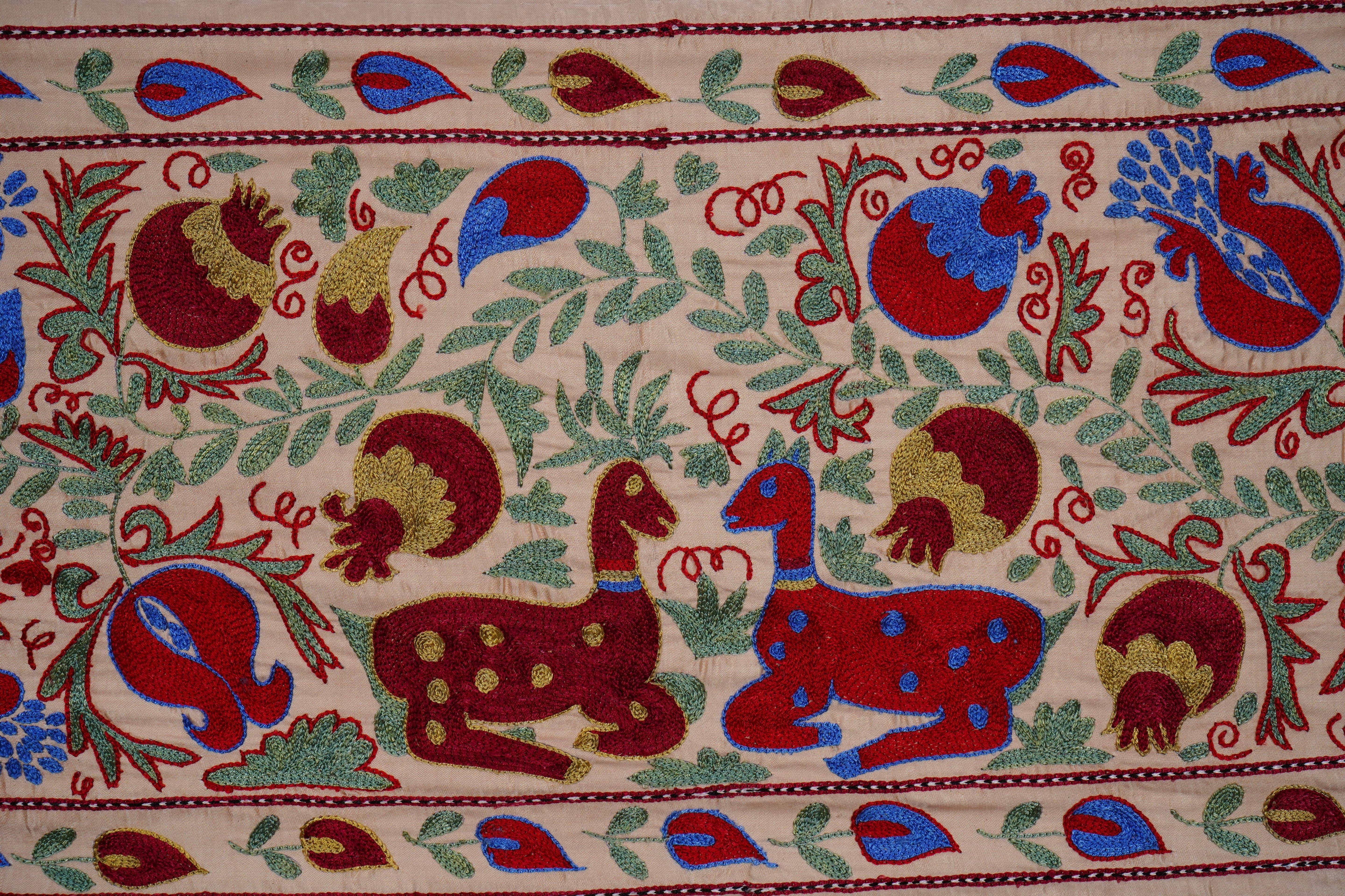 Hand-Embroidered Suzani Table Runner 1'9'' x 6'2''