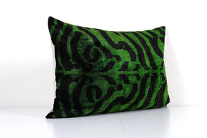Zebra Silk Ikat Velvet Pillow Cover | 16'' x 24''