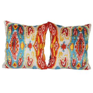 Silk Ikat Velvet Pillow Cover Set of 2 | 16'' x 16''