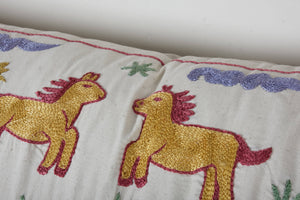 Horse Suzani Bedding Pillow Cover | 18'' x 57''