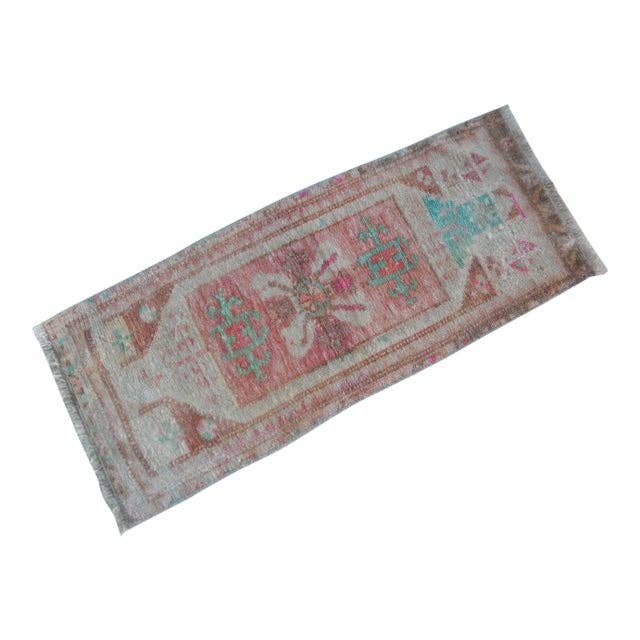 Vintage Turkish Rug 17'' x 39''
