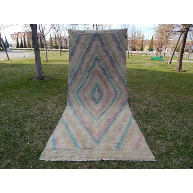 Vintage Turkish Kilim Runner 4'9'' x 11'1''