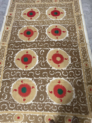 Hand-Embroidered Suzani Wall Hanging & Bedspread 7'5'' x 11'