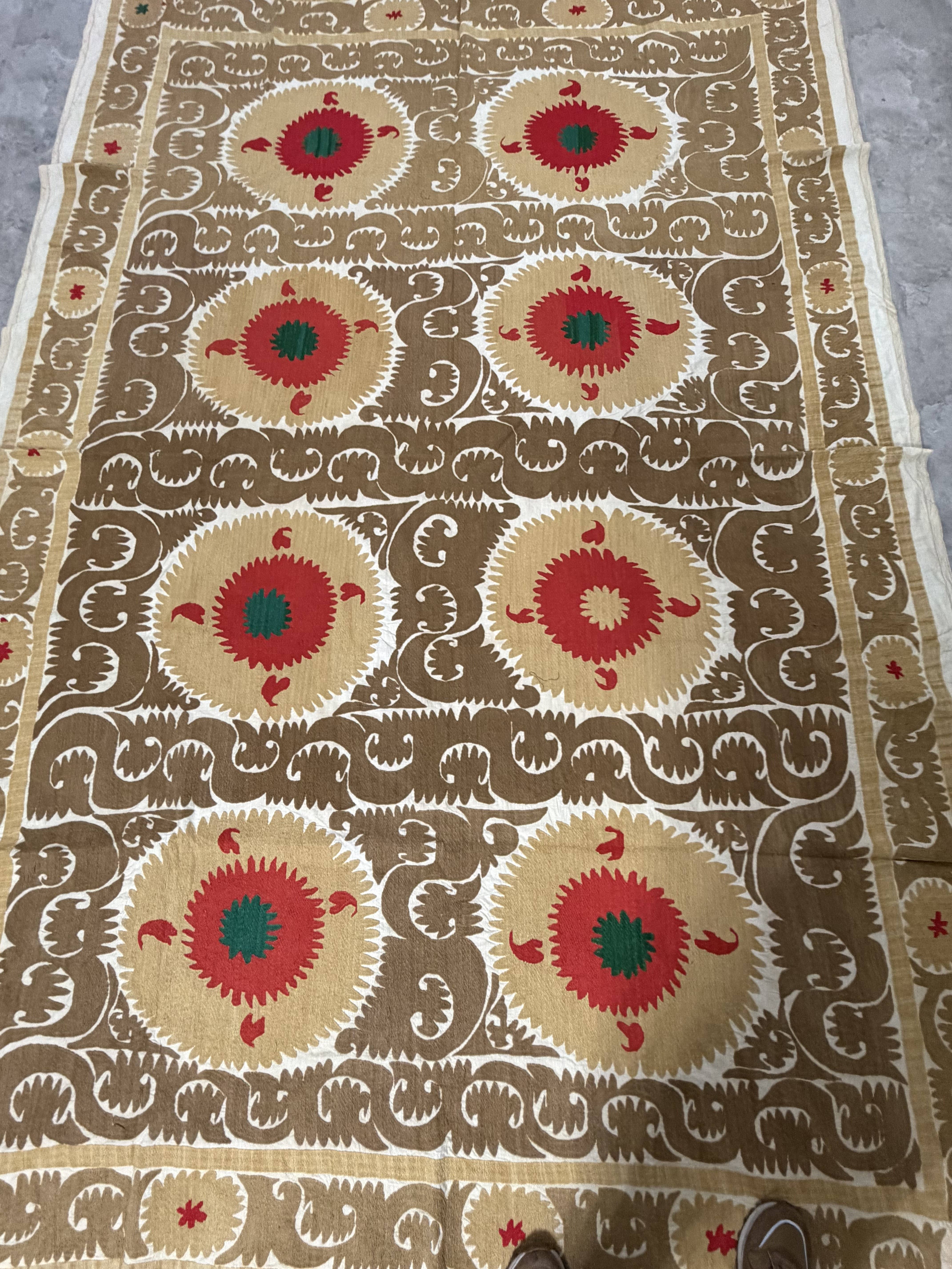 Hand-Embroidered Suzani Wall Hanging & Bedspread 7'5'' x 11'
