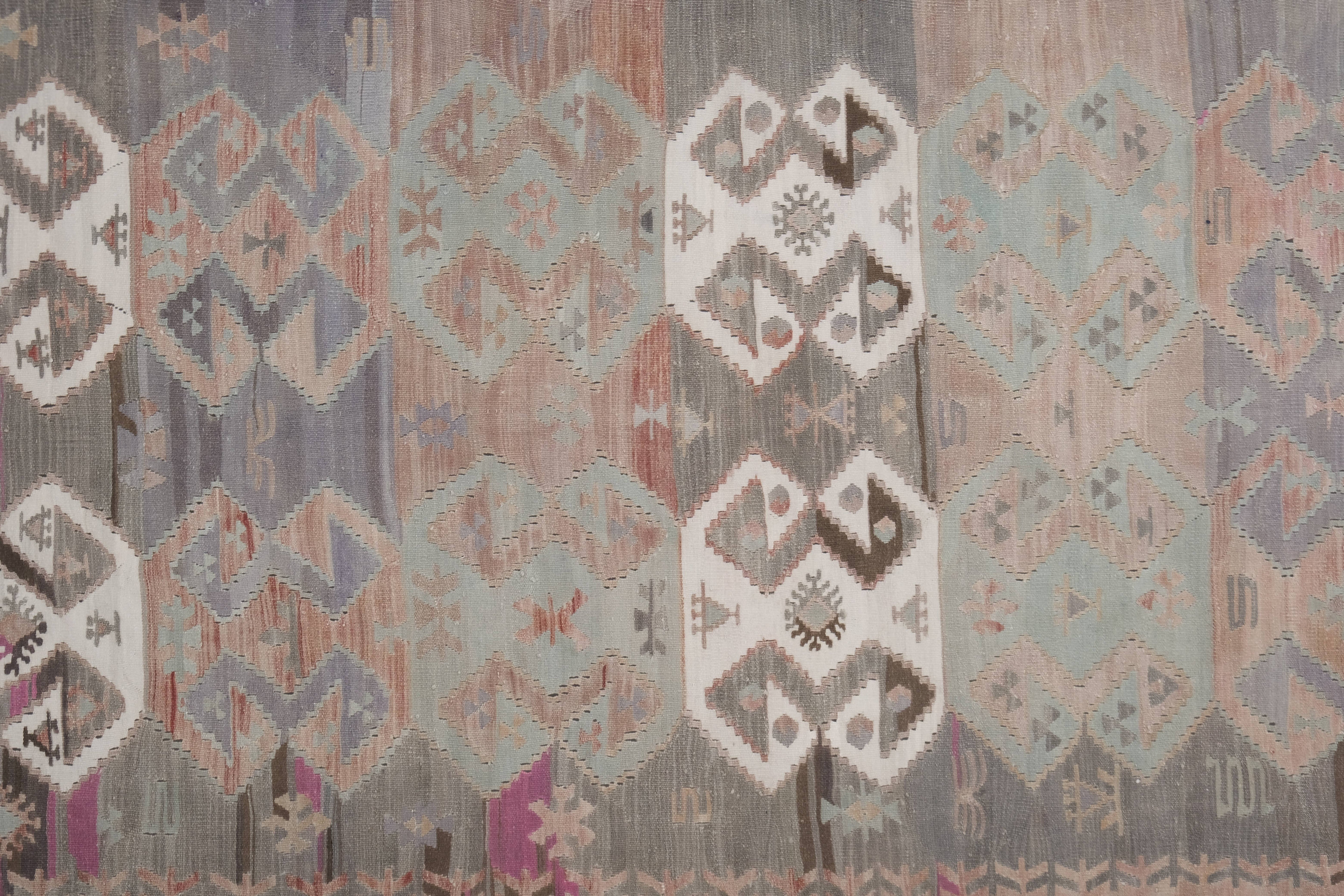 Vintage Turkish Kilim Runner 4'8'' x 13'9''