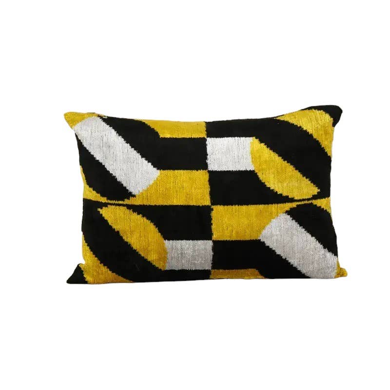 Silk Ikat Velvet Pillow Cover | 16'' x 24''