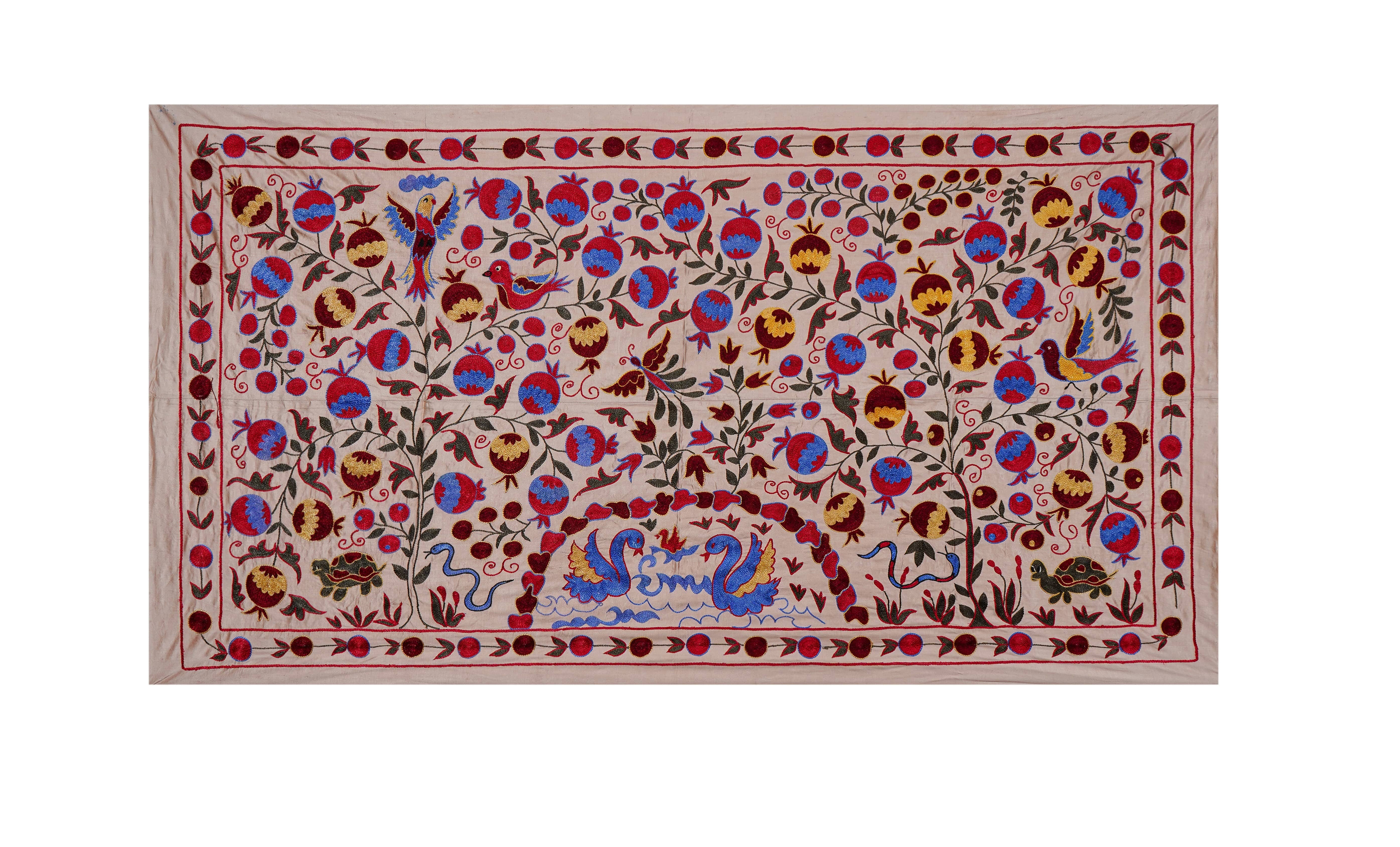 Bird Suzani Wall Hanging & Bedspread | 3'5'' x 6'1''