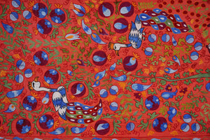 Peacock Silk Suzani Wall Hanging & Bedspread | 3'4'' x 6'1''