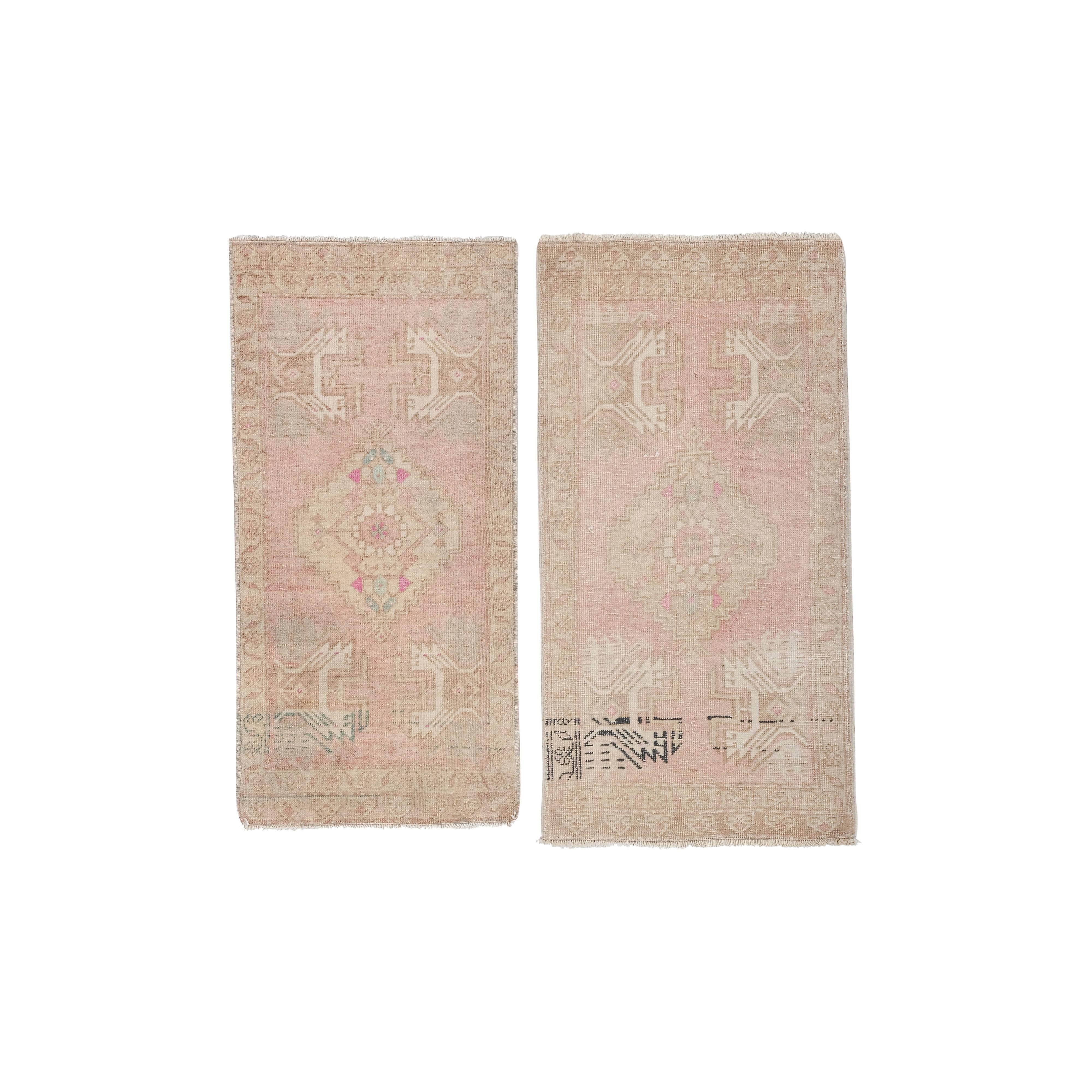 Vintage Turkish Yastik Rugs Set of 2 | 20'' x 39''