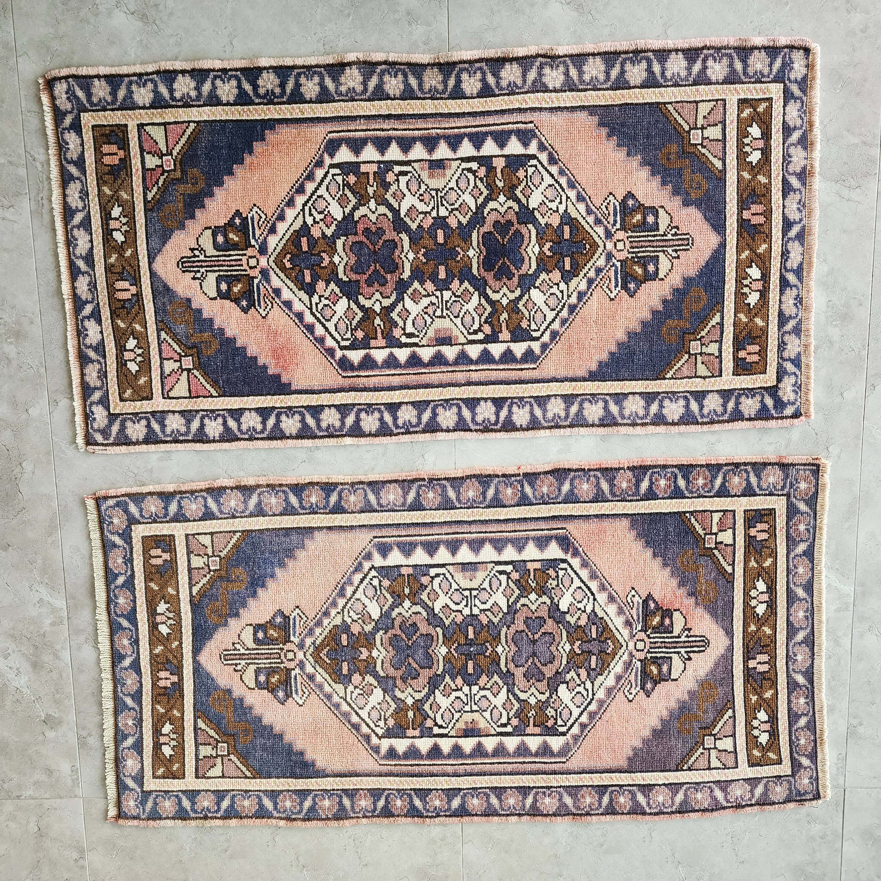 Vintage Turkish Yastik Rugs Set of 2 | 21'' x 41''