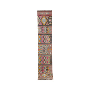 Vintage Turkish Kilim Runner 2'4'' x 12'6''