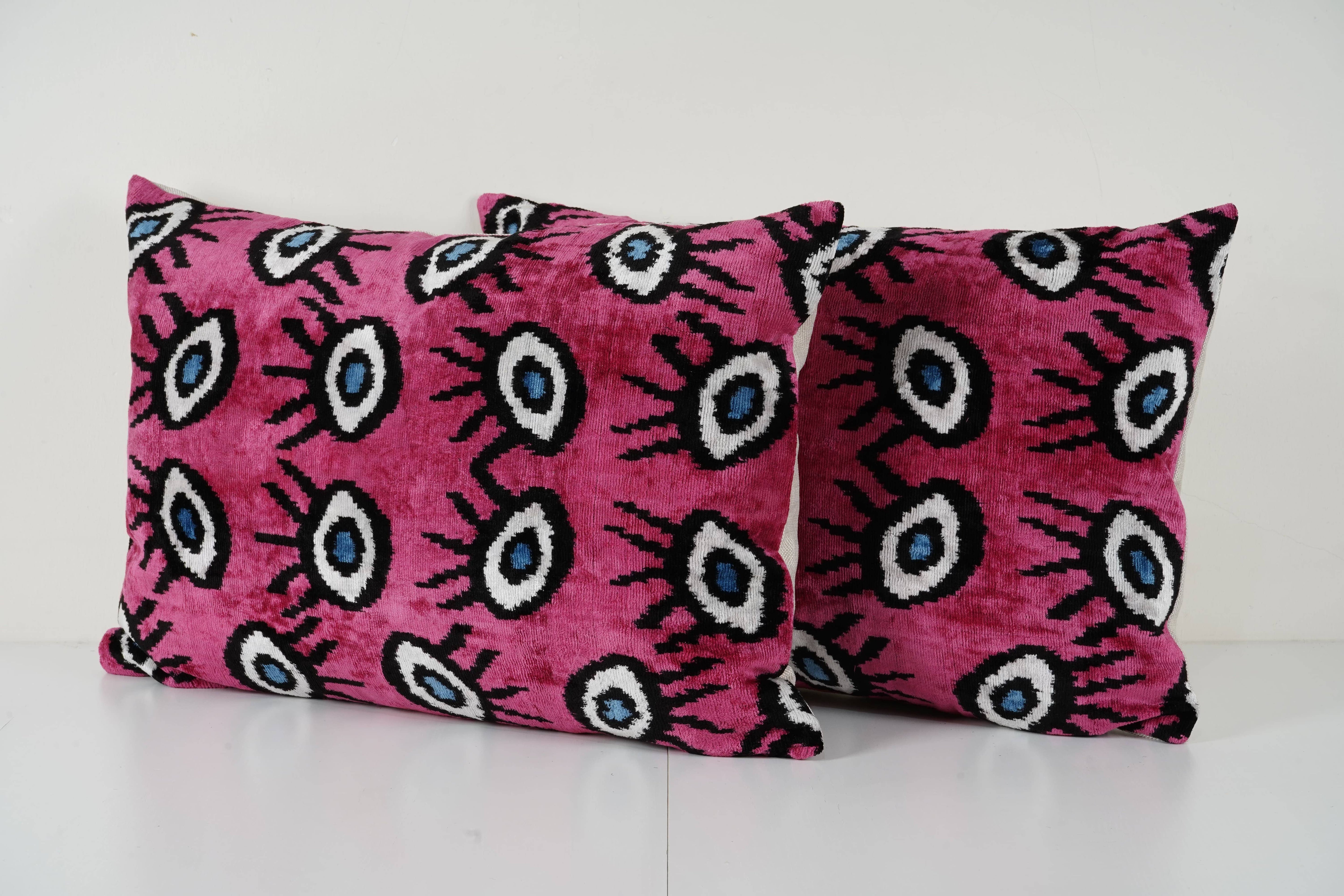 Silk Ikat Velvet Pillow Cover Set of 2 | 16'' x 24''