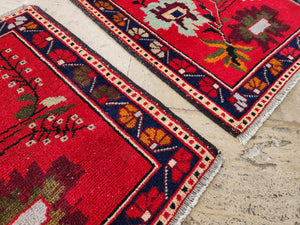 Vintage Turkish Yastik Rugs Set of 2 | 30'' x 32''