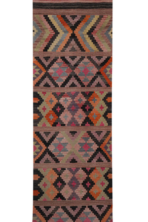 Vintage Turkish Kilim Runner 3'1'' x 13'3''