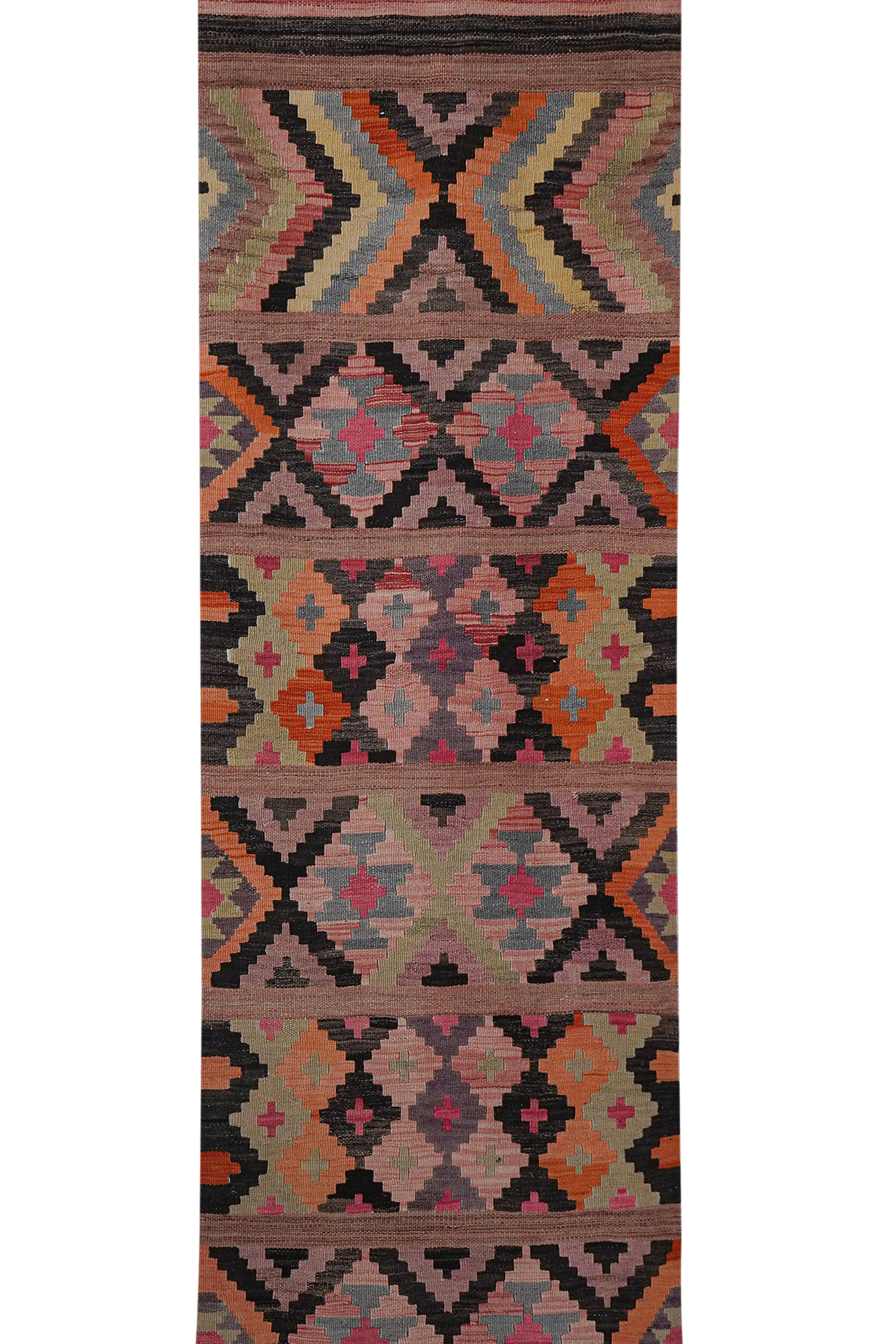 Vintage Turkish Kilim Runner 3'1'' x 13'3''