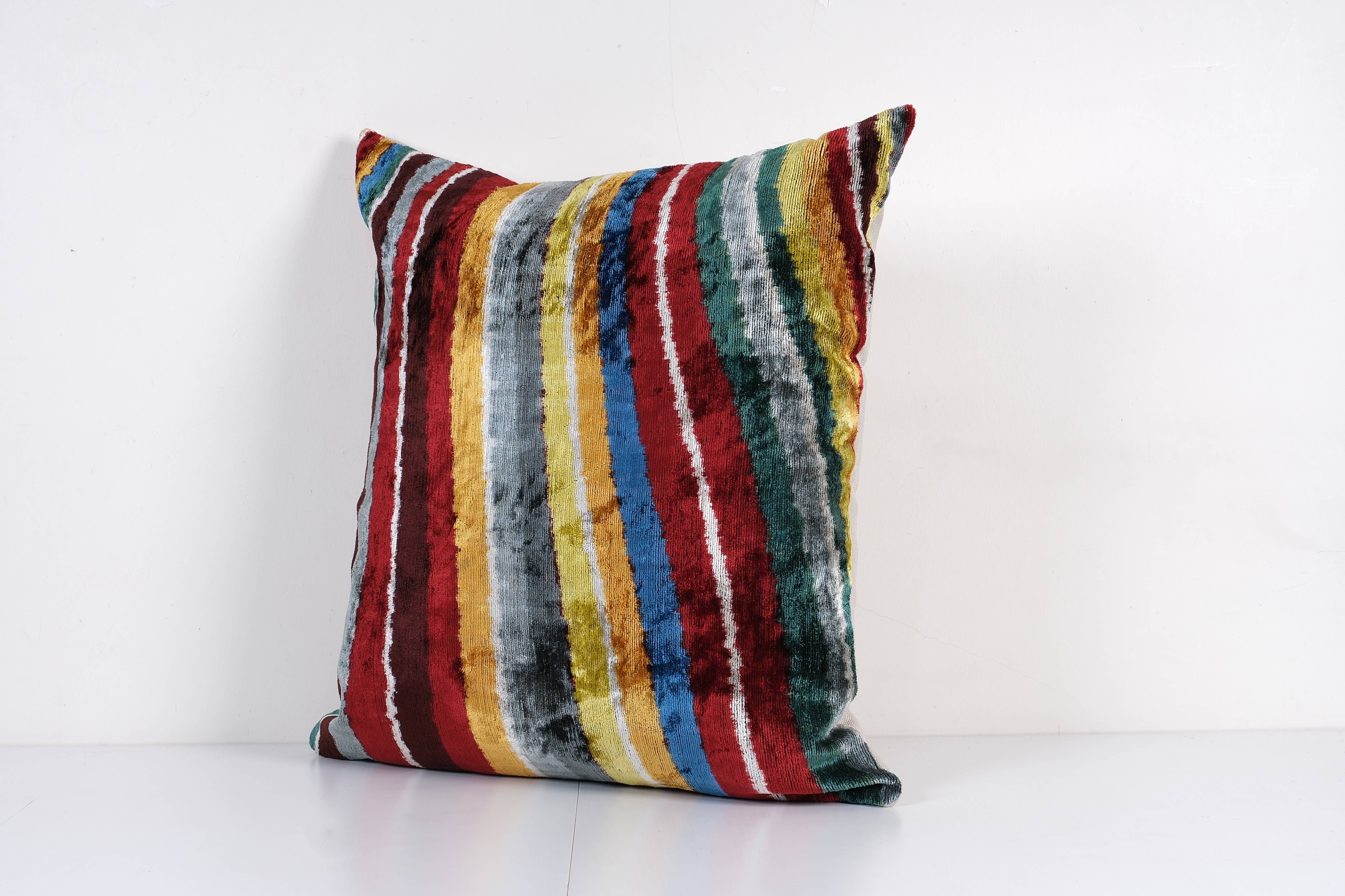 Silk Ikat Velvet Pillow Cover | 22'' x 23''
