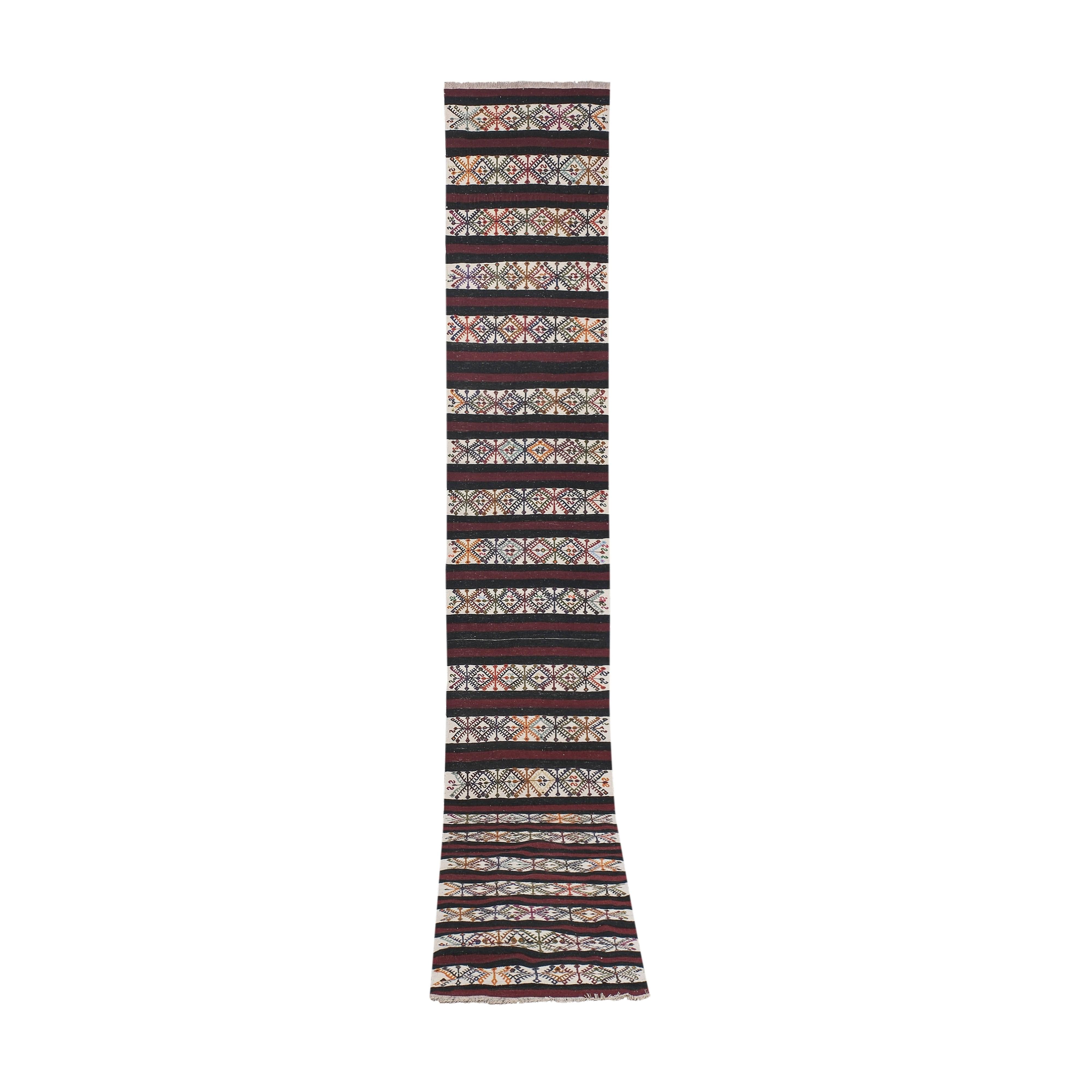 Vintage Turkish Kilim Runner 2'2'' x 15'2''
