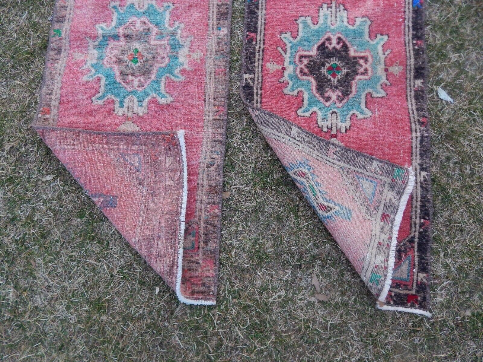 Vintage Turkish Yastik Rugs Set of 2 | 17'' x 44''