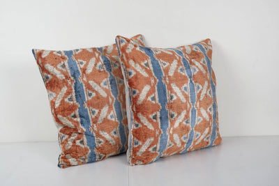 Silk Ikat Velvet Pillow Cover Set of 2 | 24'' x 24''
