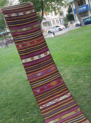 Vintage Turkish Kilim Runner 2'1'' x 20'11''