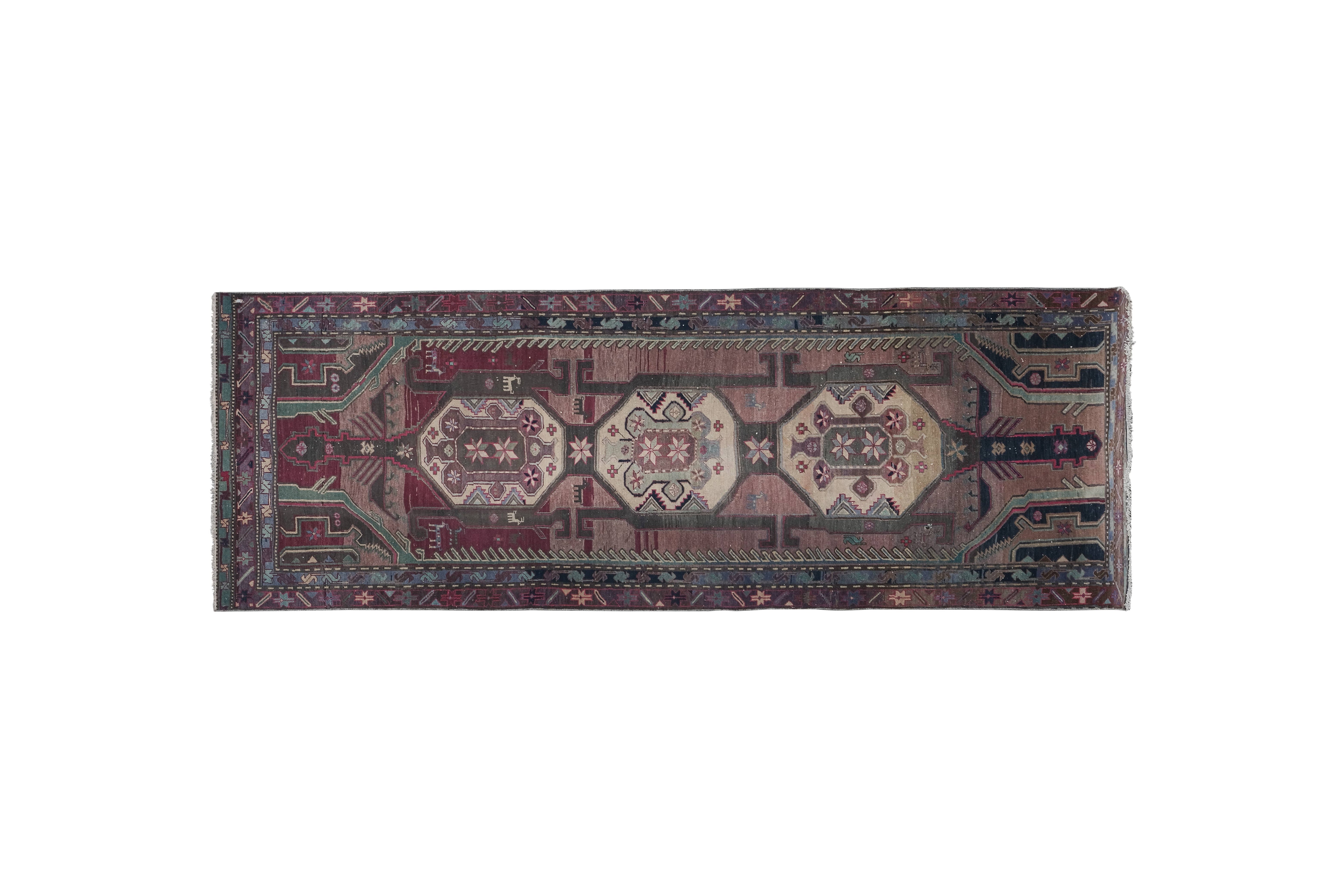 Vintage Caucasian Runner Rug 3'9'' x 10'6''