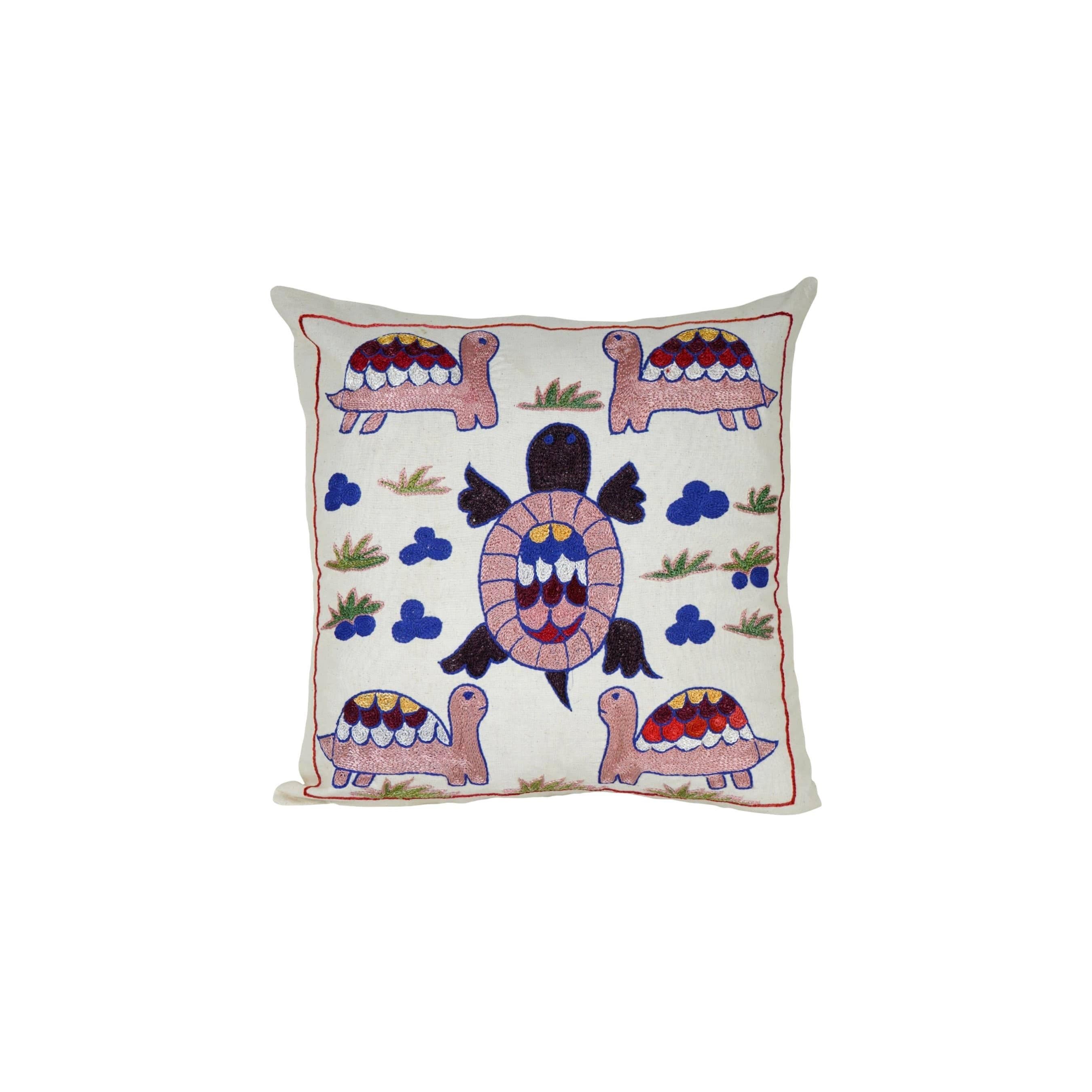 Turtle Suzani Pillow Cover | 18'' x 18''