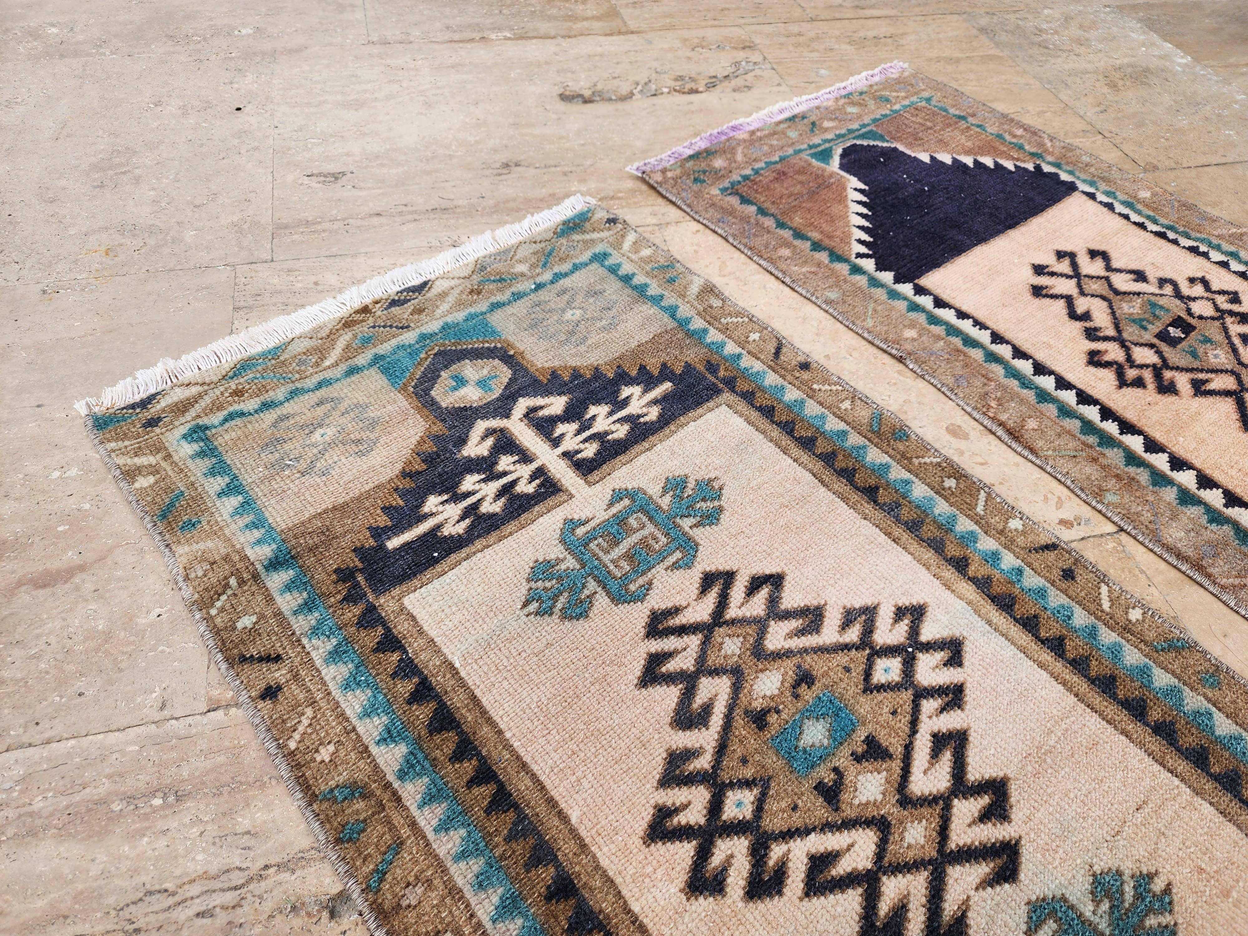 Vintage Turkish Yastik Rugs Set of 2 | 20'' x 38''