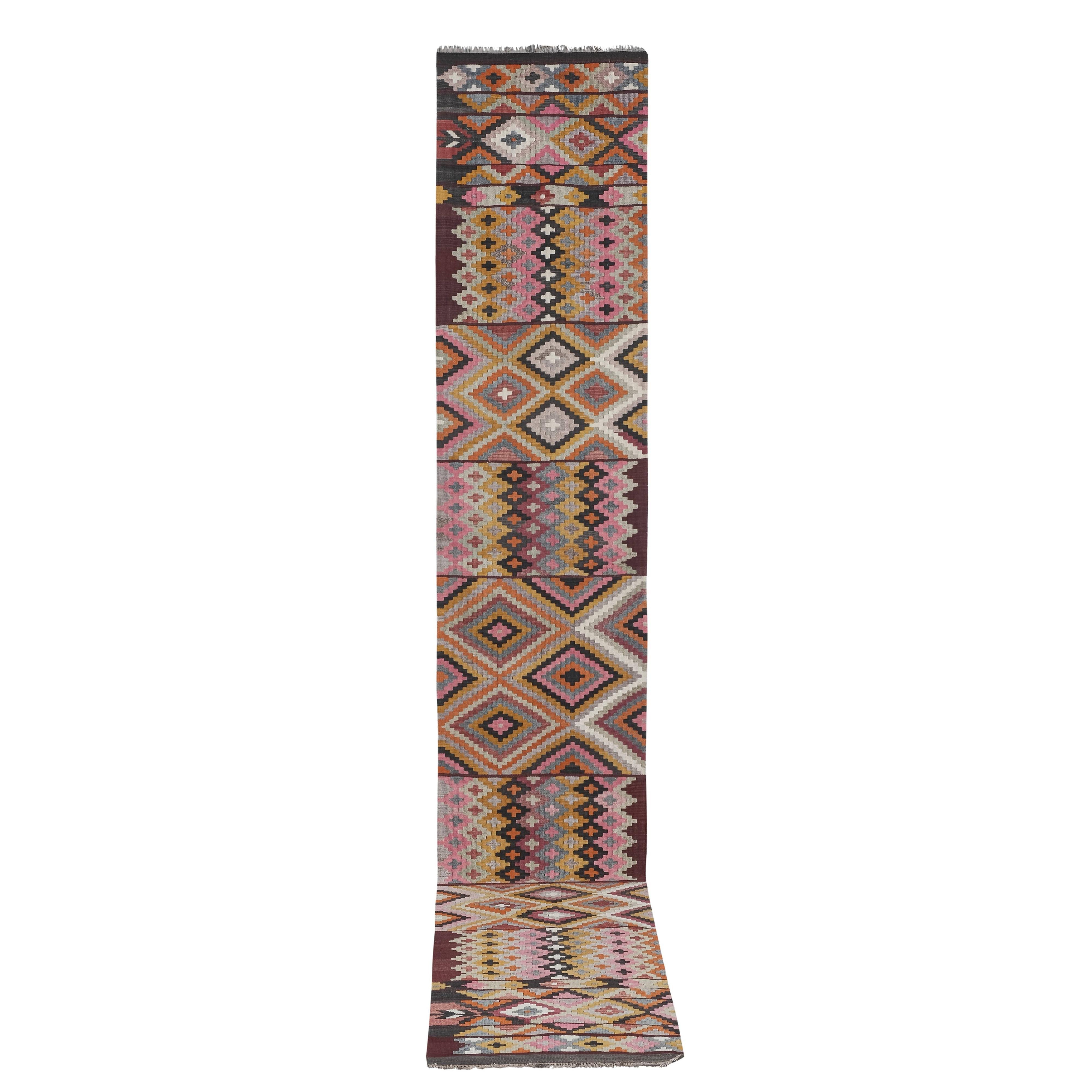Vintage Turkish Kilim Runner 2'6'' x 14'11''