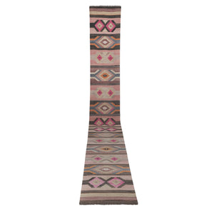 Vintage Turkish Kilim Runner 2'7'' x 21'