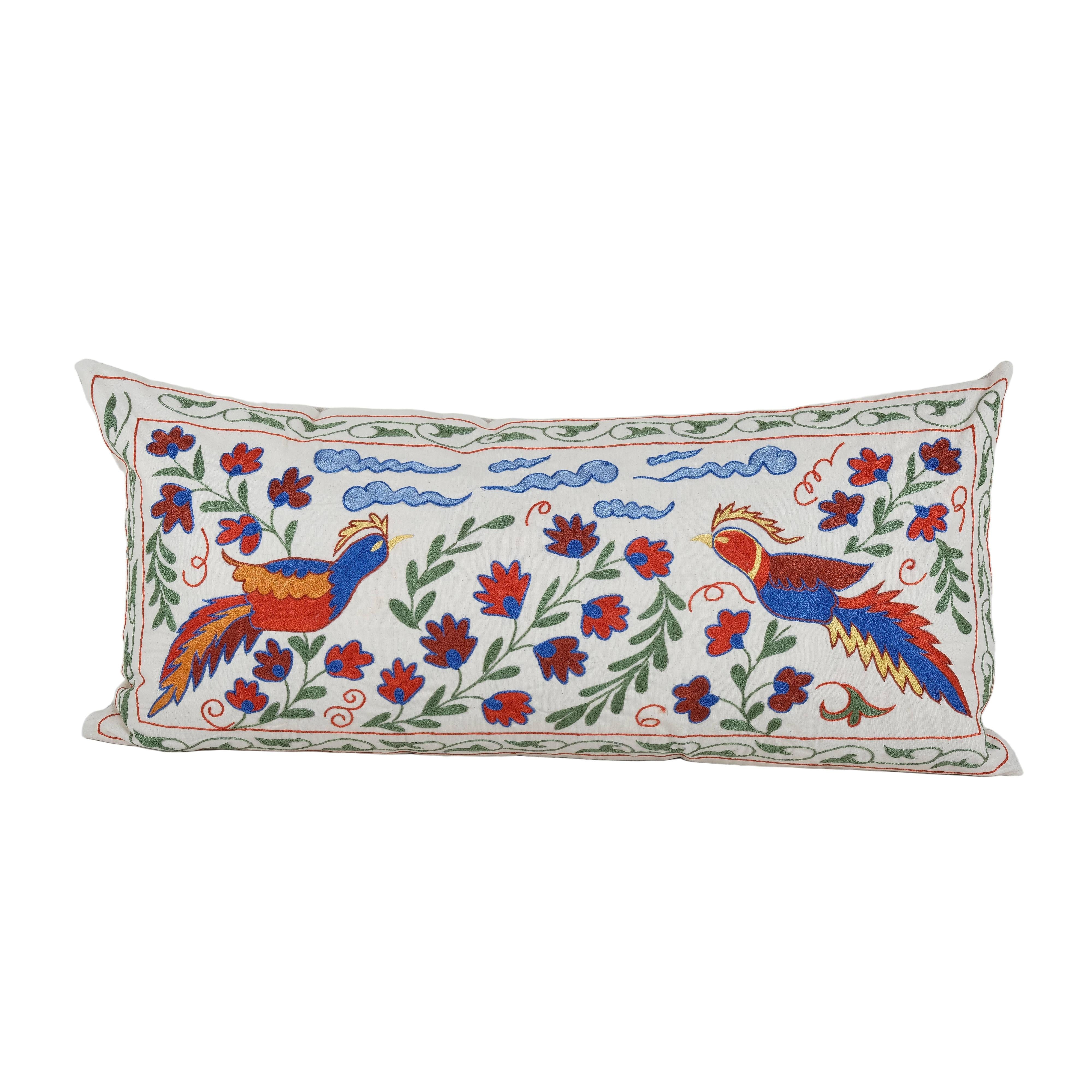 Bird Suzani Bedding Pillow Cover | 18'' x 35''