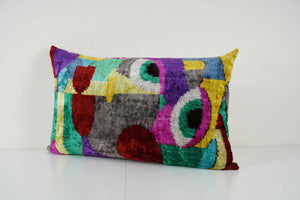 Silk Ikat Velvet Pillow Cover | 16'' x 24''