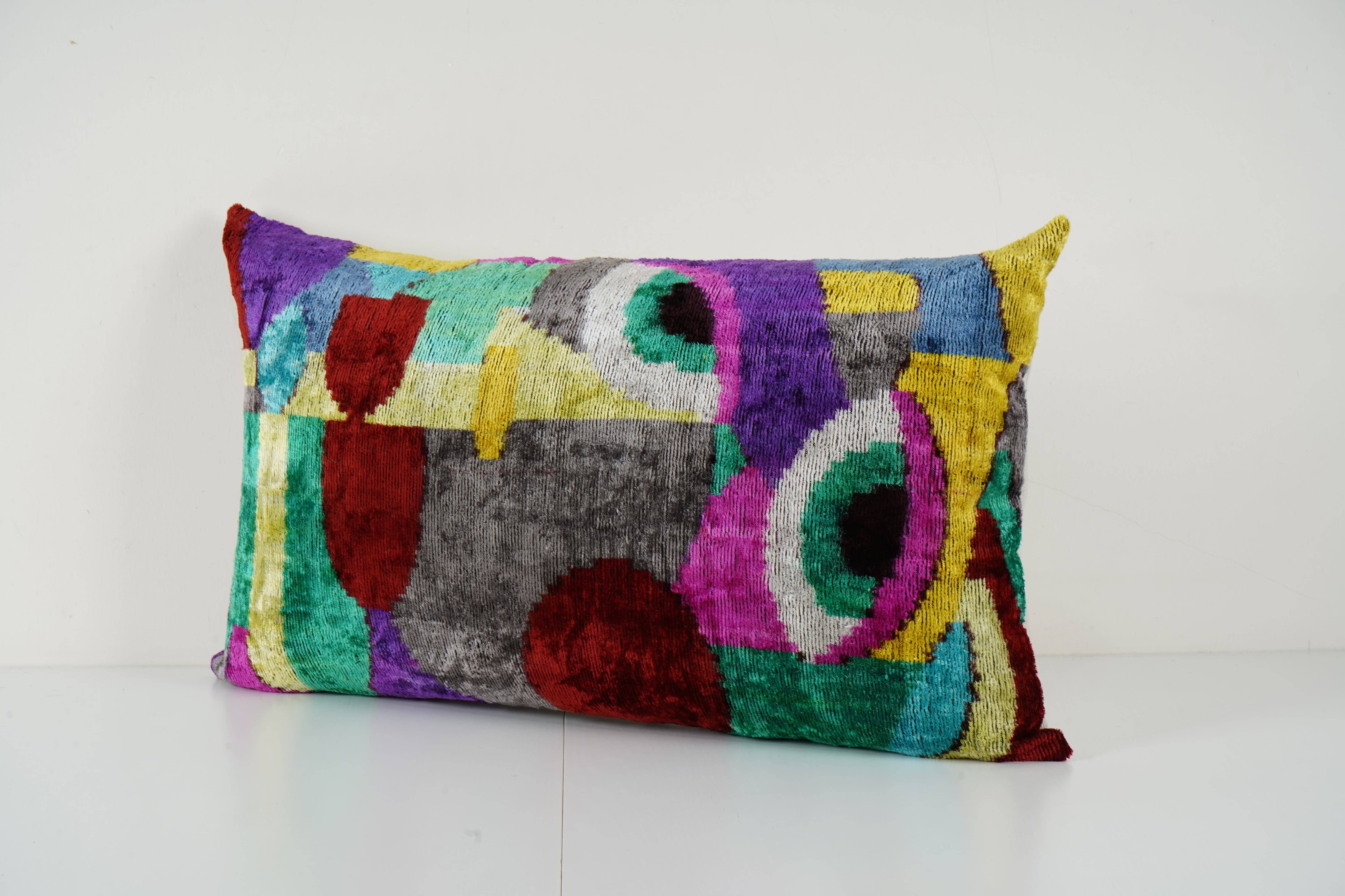Silk Ikat Velvet Pillow Cover | 16'' x 24''