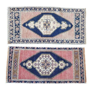 Vintage Turkish Yastik Rugs Set of 2 | 19'' x 42''