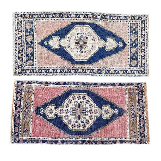 Vintage Turkish Yastik Rugs Set of 2 | 19'' x 42''