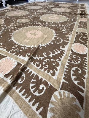 Hand-Embroidered Suzani Wall Hanging & Bedspread 7'5'' x 12'2''