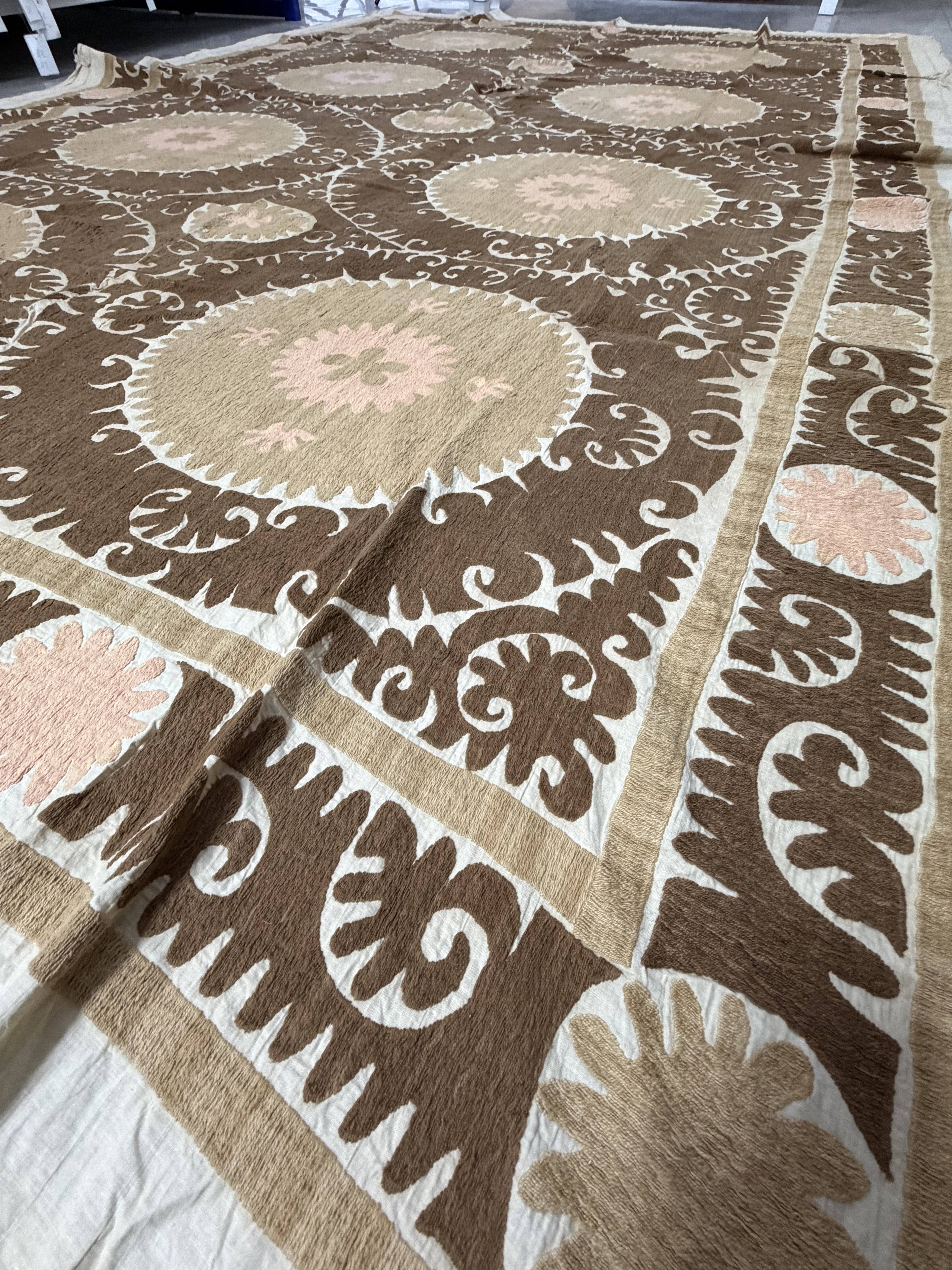 Hand-Embroidered Suzani Wall Hanging & Bedspread 7'5'' x 12'2''
